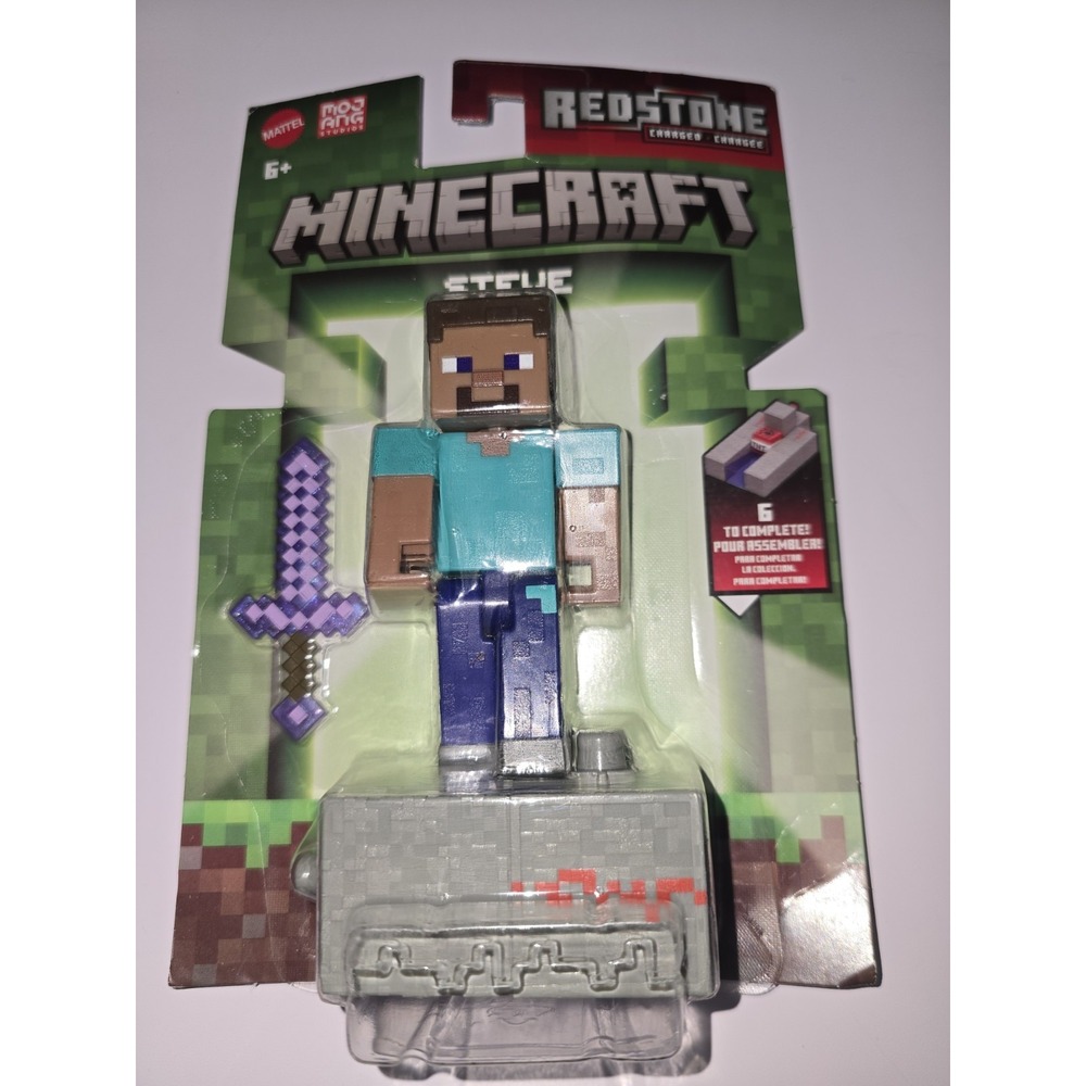 Minecraft Redstone Charged STEVE w Sword 3.5" Figure NEW 2025 5 of 6 Damaged Box